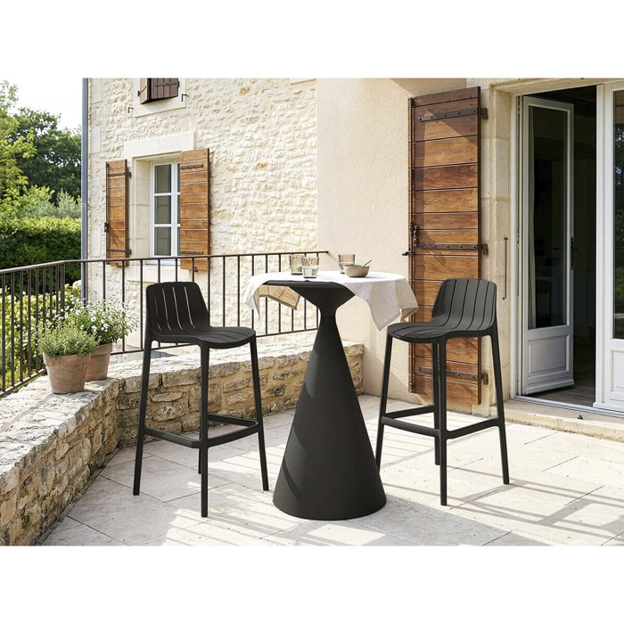 Table et chaises hautes de bistrot empilables "Vaena" - 2 places - Noir