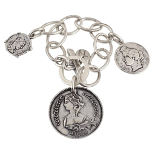 Pulsera cadena Gran Moneda plata