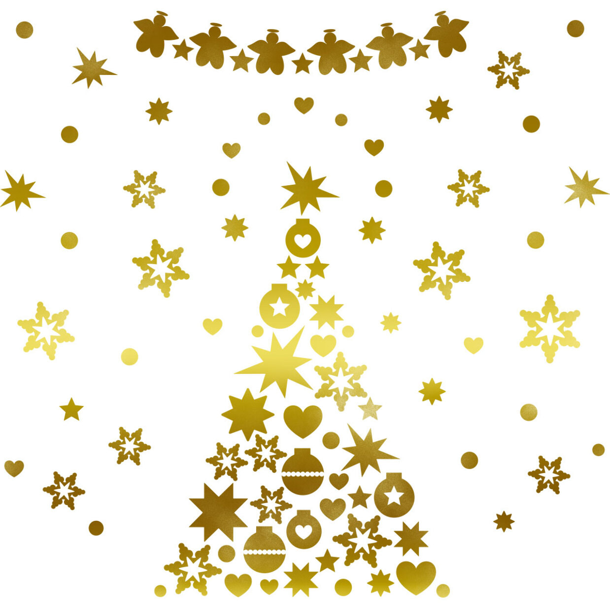 Sticker Décoration de noël, sapin - or - Autocollants adhésifs noël - décoration fêtes