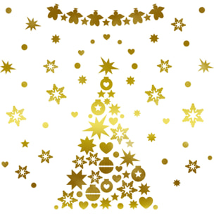 Sticker Décoration de noël, sapin - or - Autocollants adhésifs noël - décoration fêtes