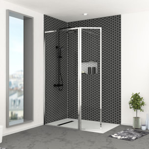 Paroi de Douche avec Volet Pivotant 90+40x200cm - Finition Chromée - CHROMED CONTOURING
