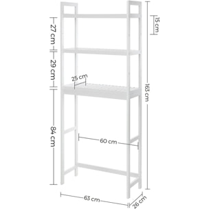 Scaffale salvaspazio da bagno in bambù bianco