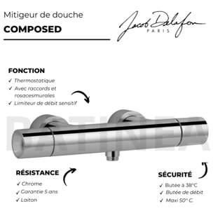 Jacob Delafon - Mitigeur thermostatique douche mural Composed finition titanium