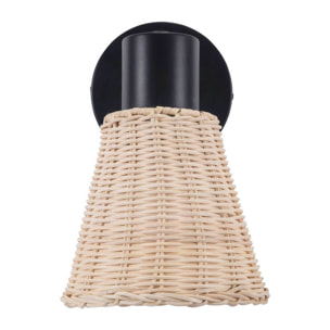 Forlight Nature plafón negro y rattan natural para bombilla E27