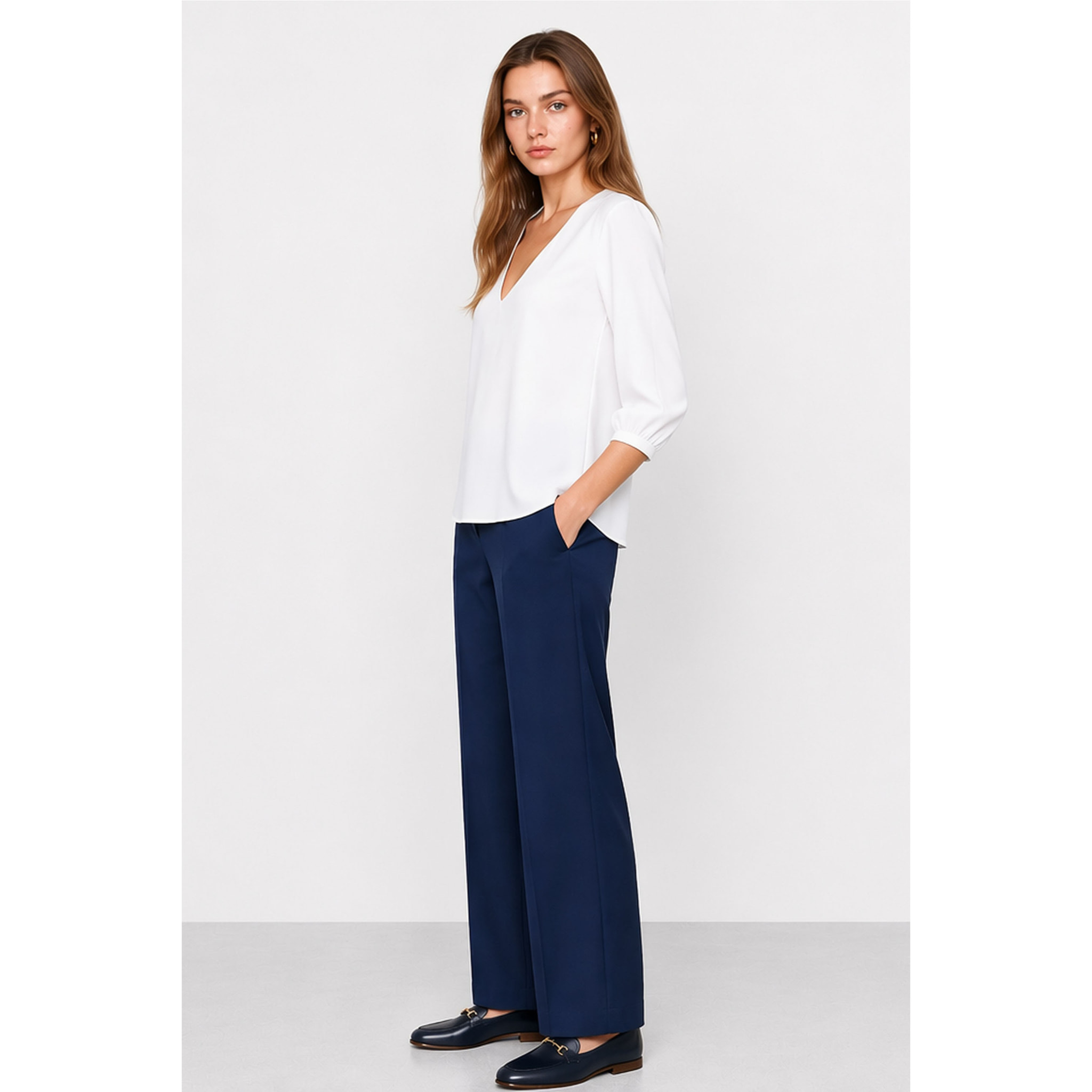 Kocca - Blusa da donna con scollo a V e maniche a sbuffo Donna