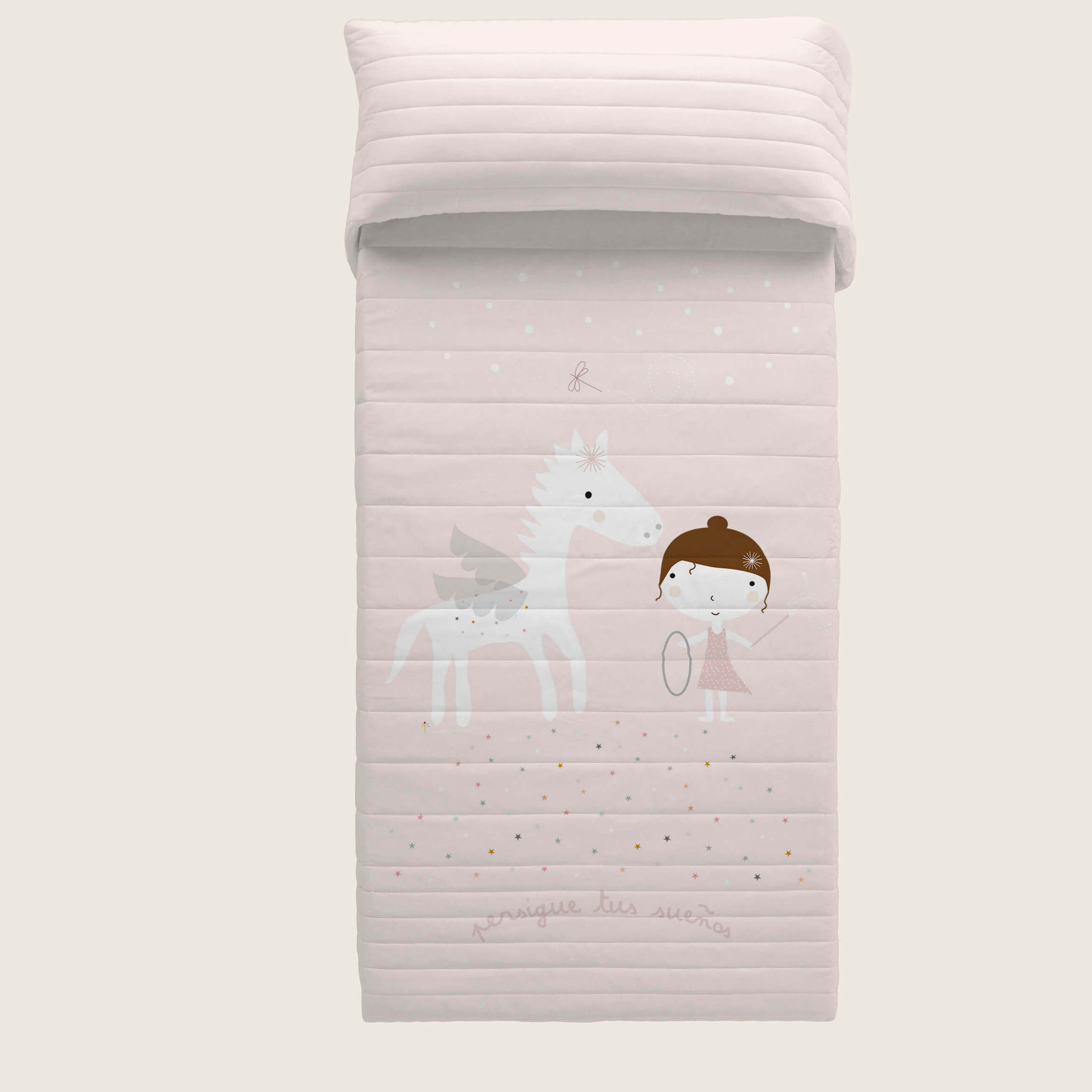Colcha Bouti Estampada - Reversible - Infantil - 100% Algodón - Cuna - Pegaso Mágico