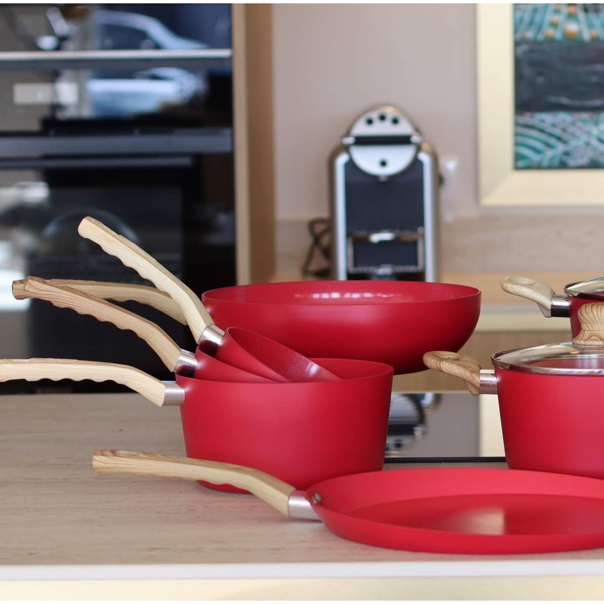Casserole en revêtement céramique 16cm rouge - tous feux COLORAMA