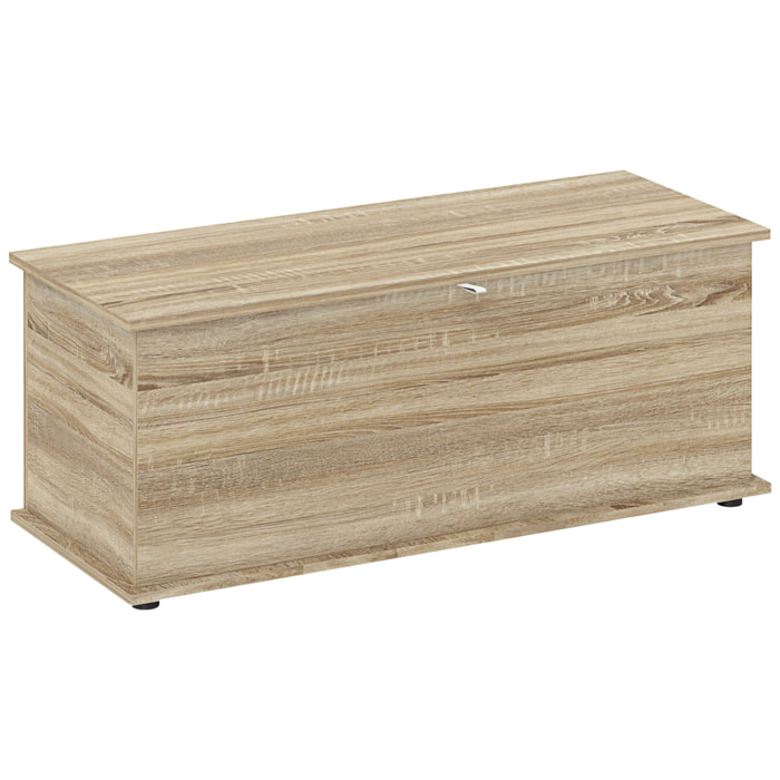 Coffre malle de rangement coffre à jouets dim. 100L x 40l x 40H cm panneaux particules bois chêne