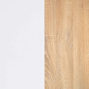 Mesa de comedor Naya en blanco artik y roble canadian 140X80 cm Blanco Artik (Blanco Mate) - Roble Canadian