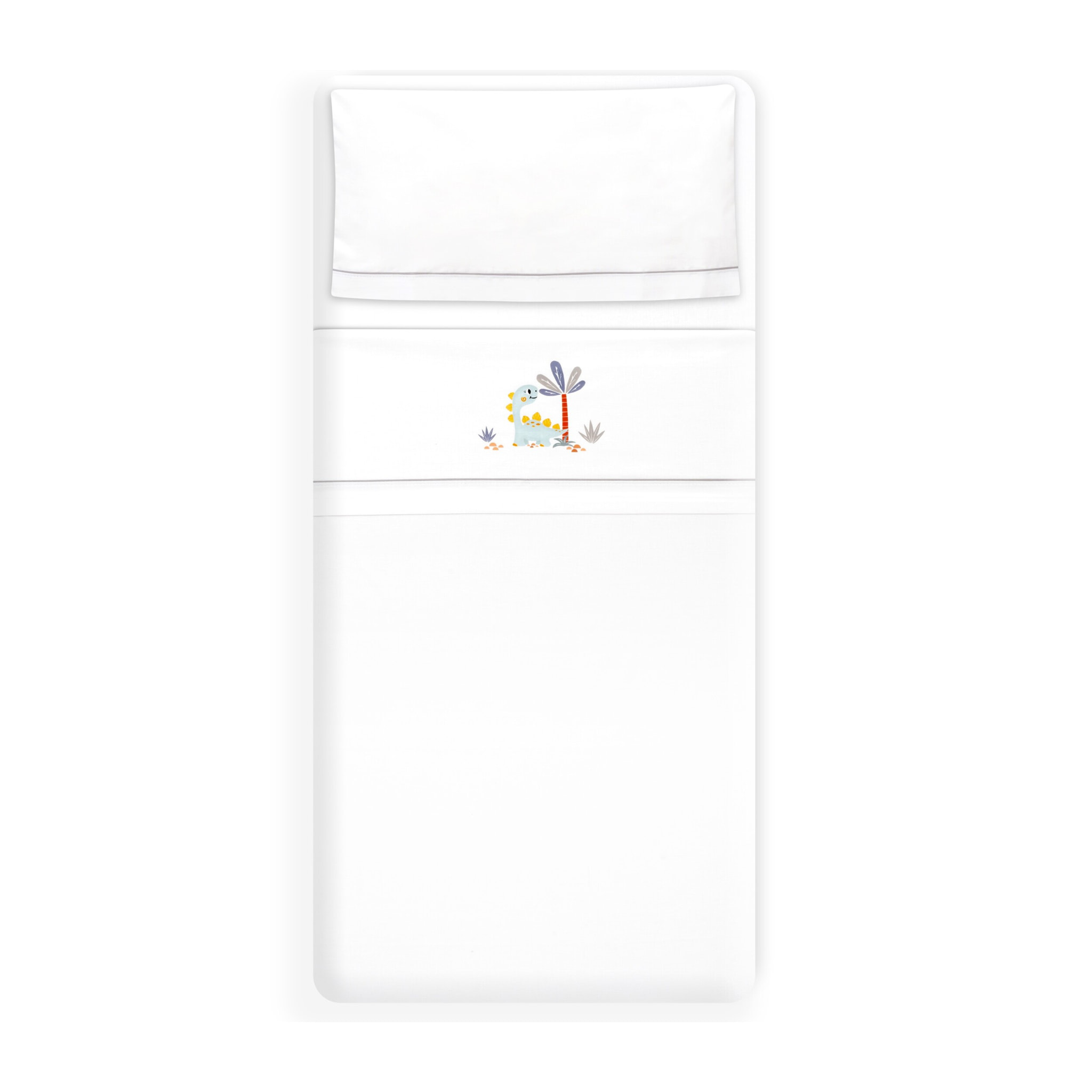 Triptico Coche Estampado Dinosaurio Palmera Bco/Gris