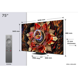 TV Mini Led TCL 75C9K 2025-75 pouces (189cm)