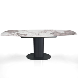 Table à manger extensible Tomasucci FYRM, en céramique, marbre onyx, gris, 120/160/200 × 89 × 76 cm