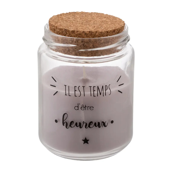 Bougie parfumée 130g pot verre couvercle liège assorti