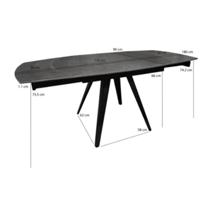 Table en céramique rallonges rotatives 120/180 cm - anthracite - BRERA