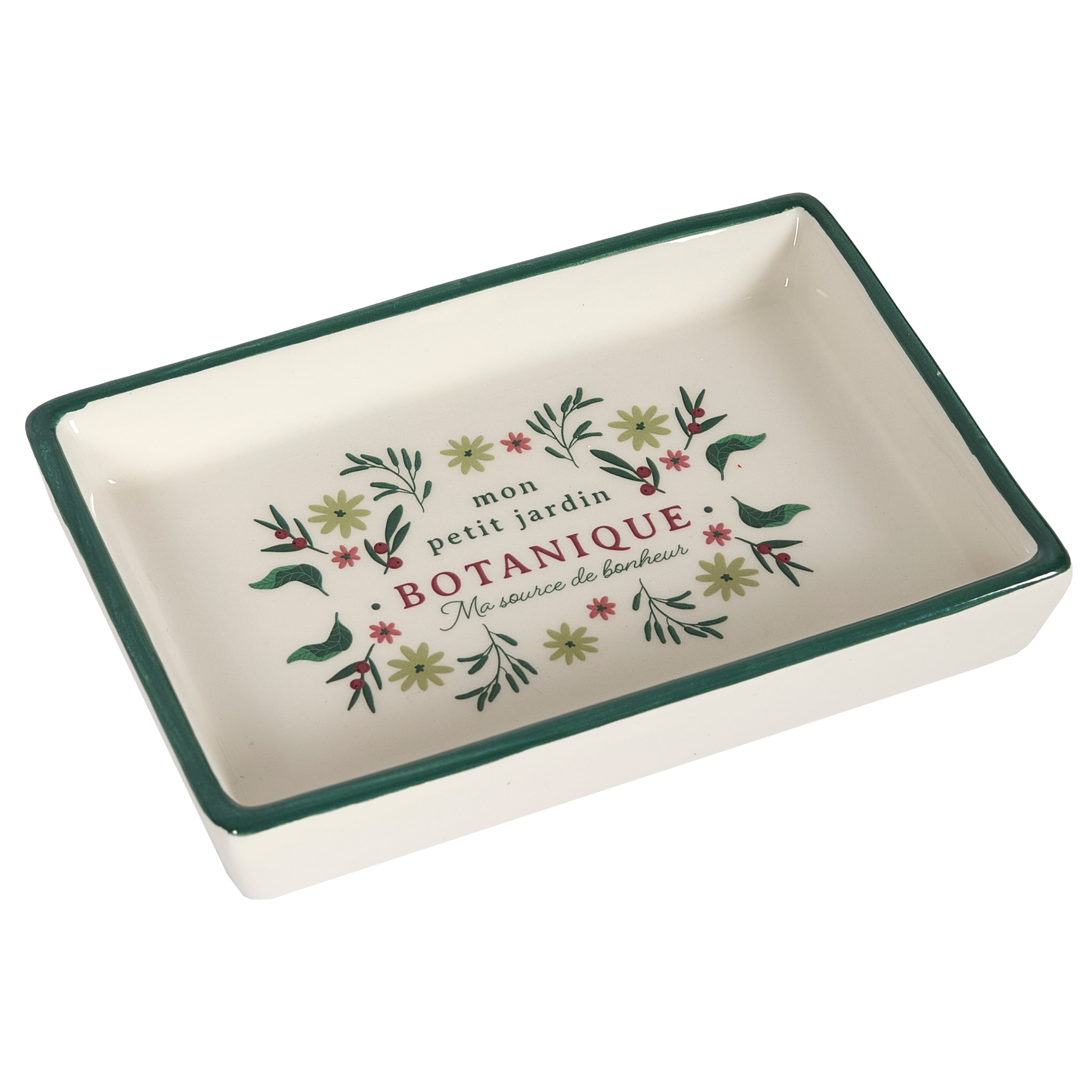 Vide-Poche - HOME DECO FACTORY - Jardin Printanier - Céramique - Beige et Vert