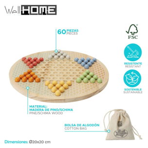 Well home - juego de china solitario en madera con 6 colores diferentes