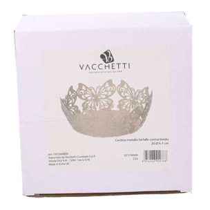 Cestina in metallo farfalla crema tondo cmø20h7