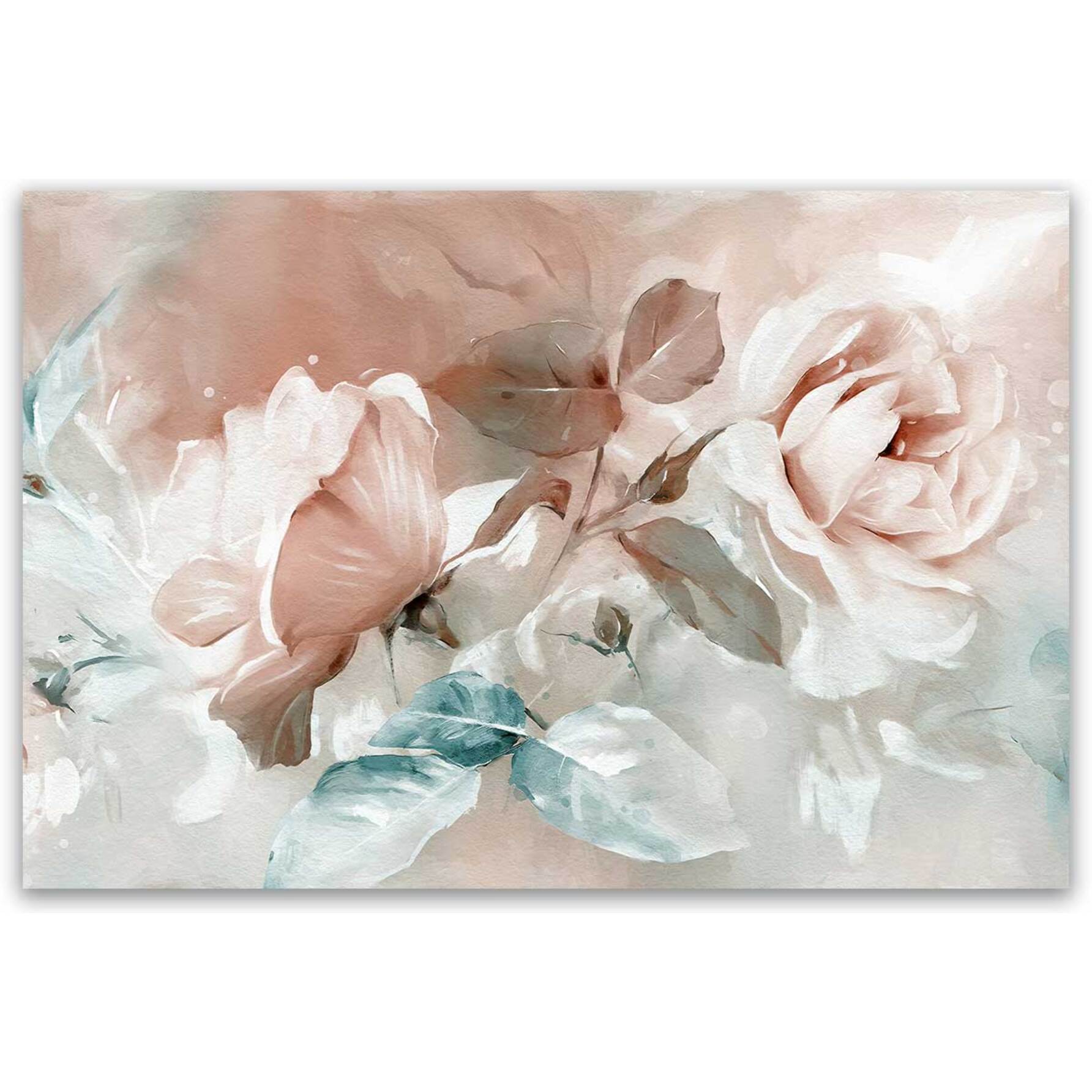 Tableau floral pastel aux nuances pêche Toile imprimée