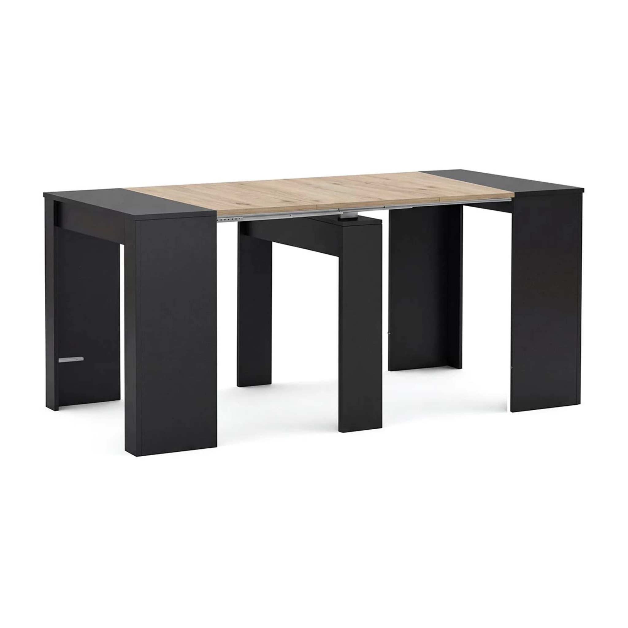 Mesa consola extensible en negro mate y alpine oak 50-235x90 cm Denis Negro Mate - Alpine Oak