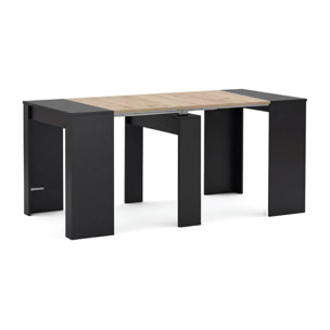 Mesa consola extensible en negro mate y alpine oak 50-235x90 cm Denis Negro Mate - Alpine Oak