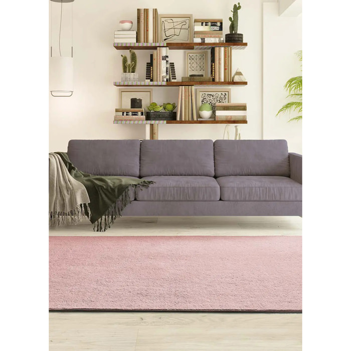 CORALINE Alfombra lisa lavable color rosa, varias medidas disponibles.