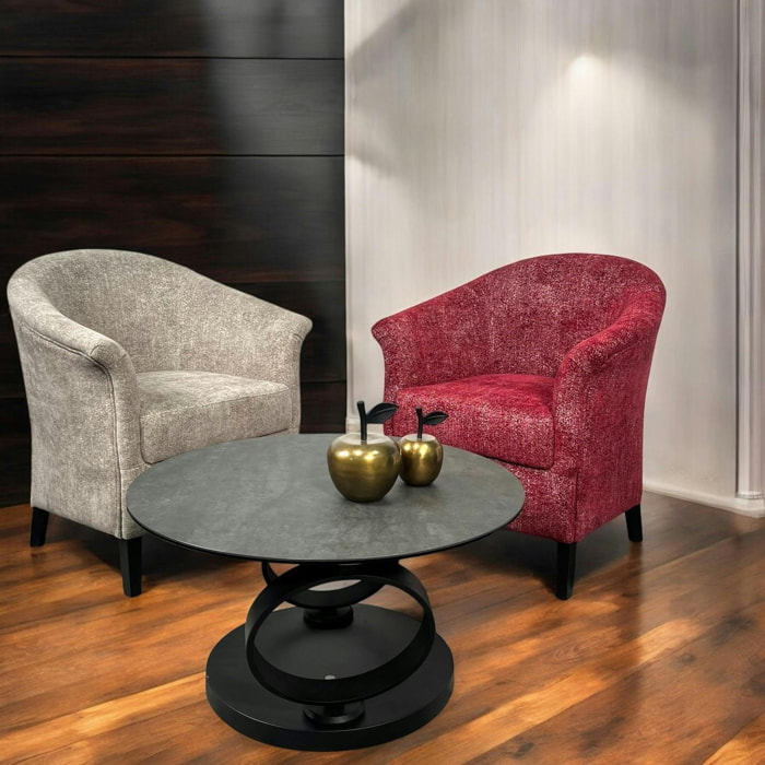 Fauteuil Cabriolet rouge chiné  MIRA