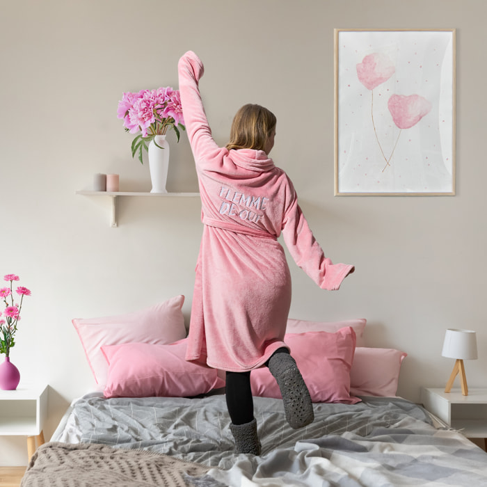 Robe de chambre - THE CONCEPT FACTORY - Sherpa - Ultra douce - Rose et blanc