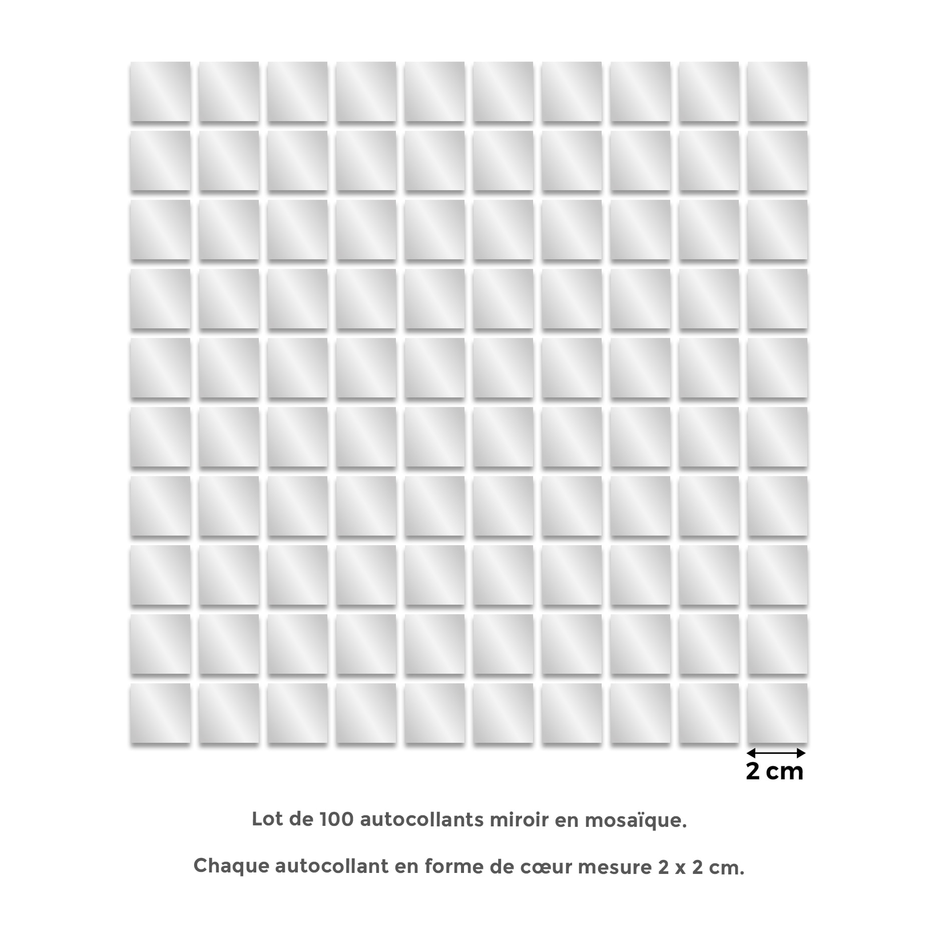 Pack de 100 stickers miroirs mosaïques 2 x 2 cm