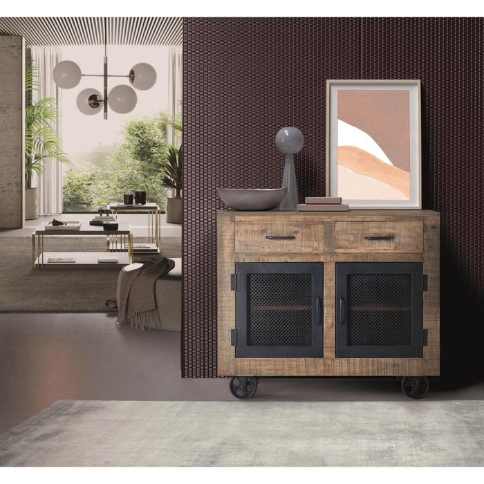 Mueble auxiliar - madera de mango y hierro - 85x100x38cm