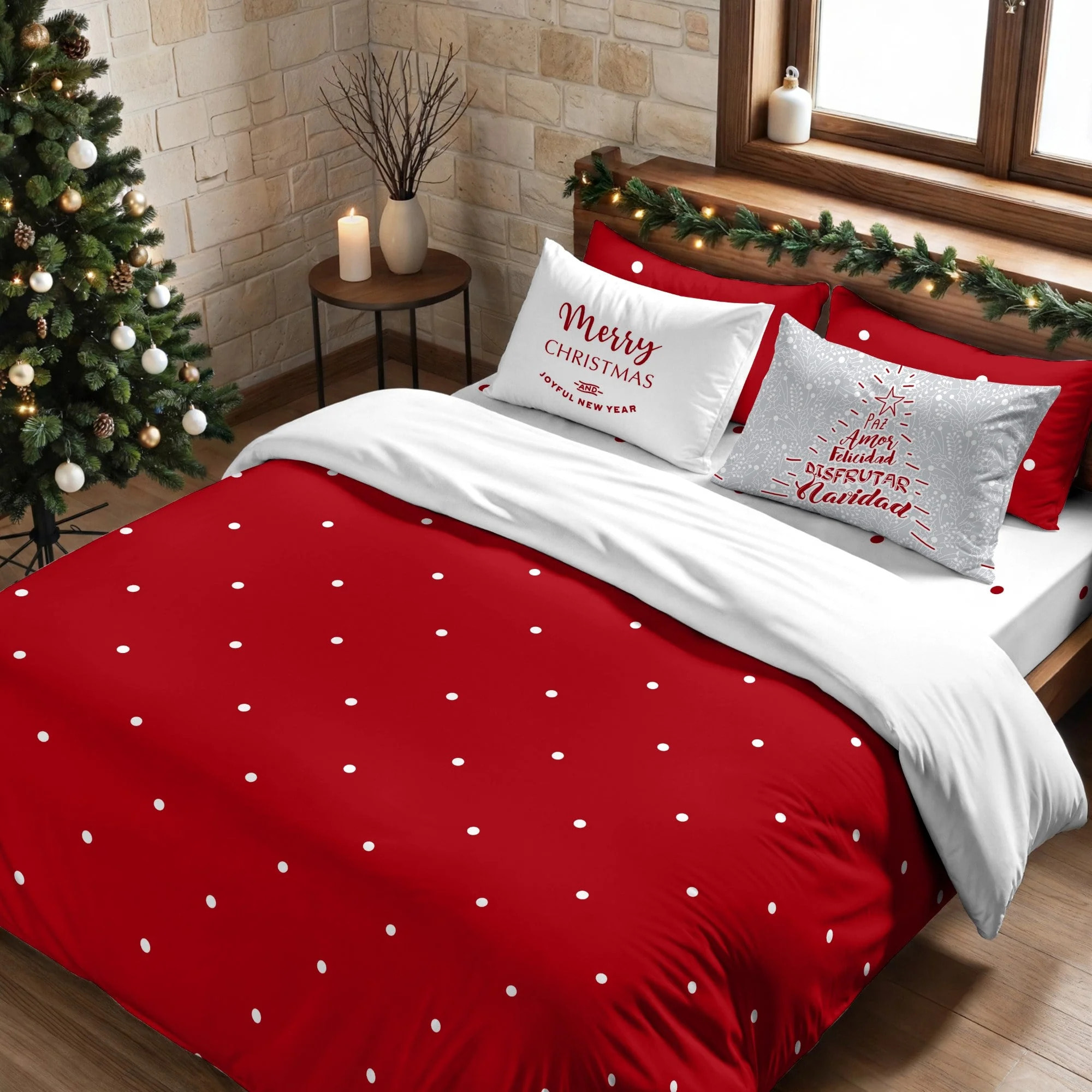 Housse de couette avec pressions 100% coton Laponia 47 rojo