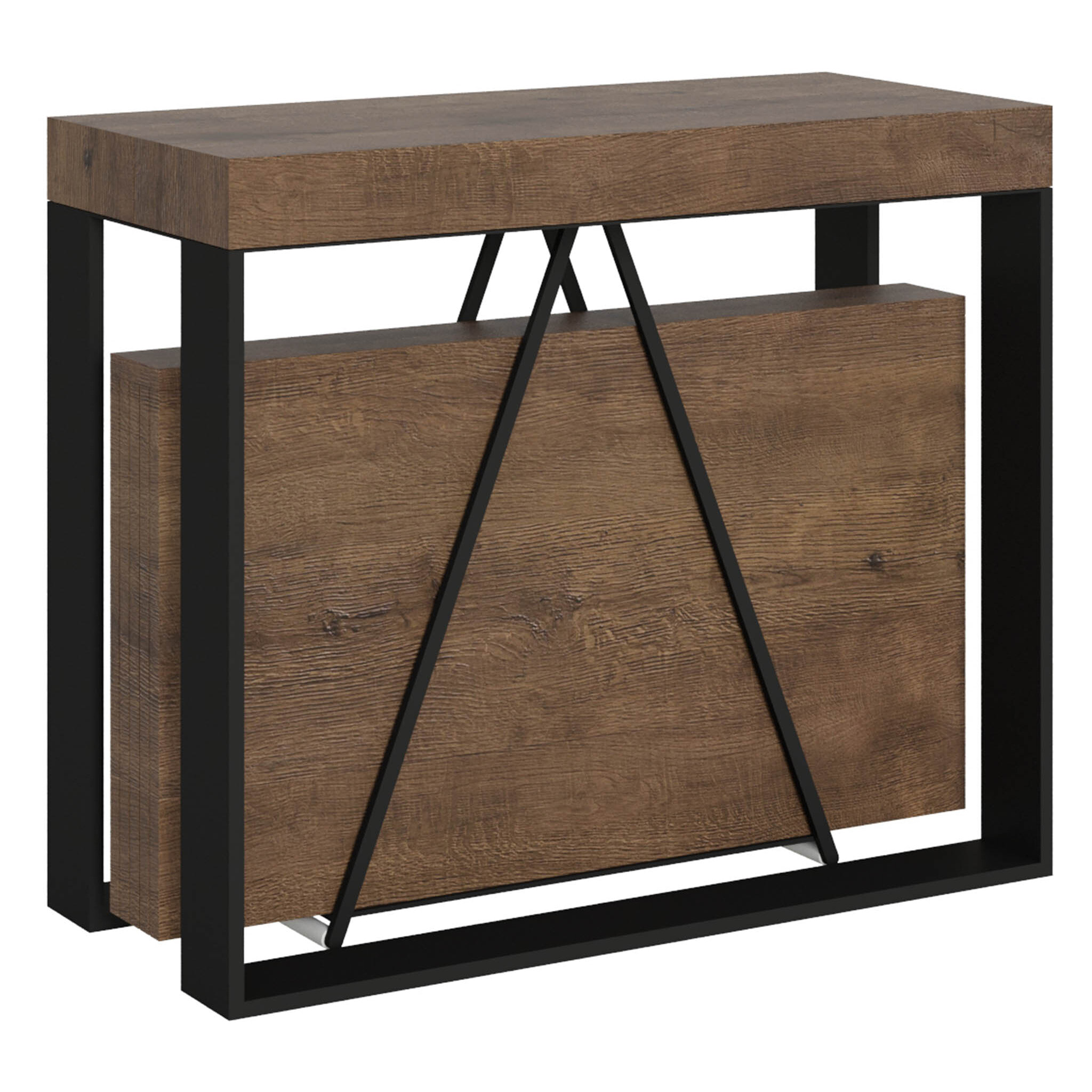 Console extensible 90x40/196 cm Sketa Small noyer cadre anthracite