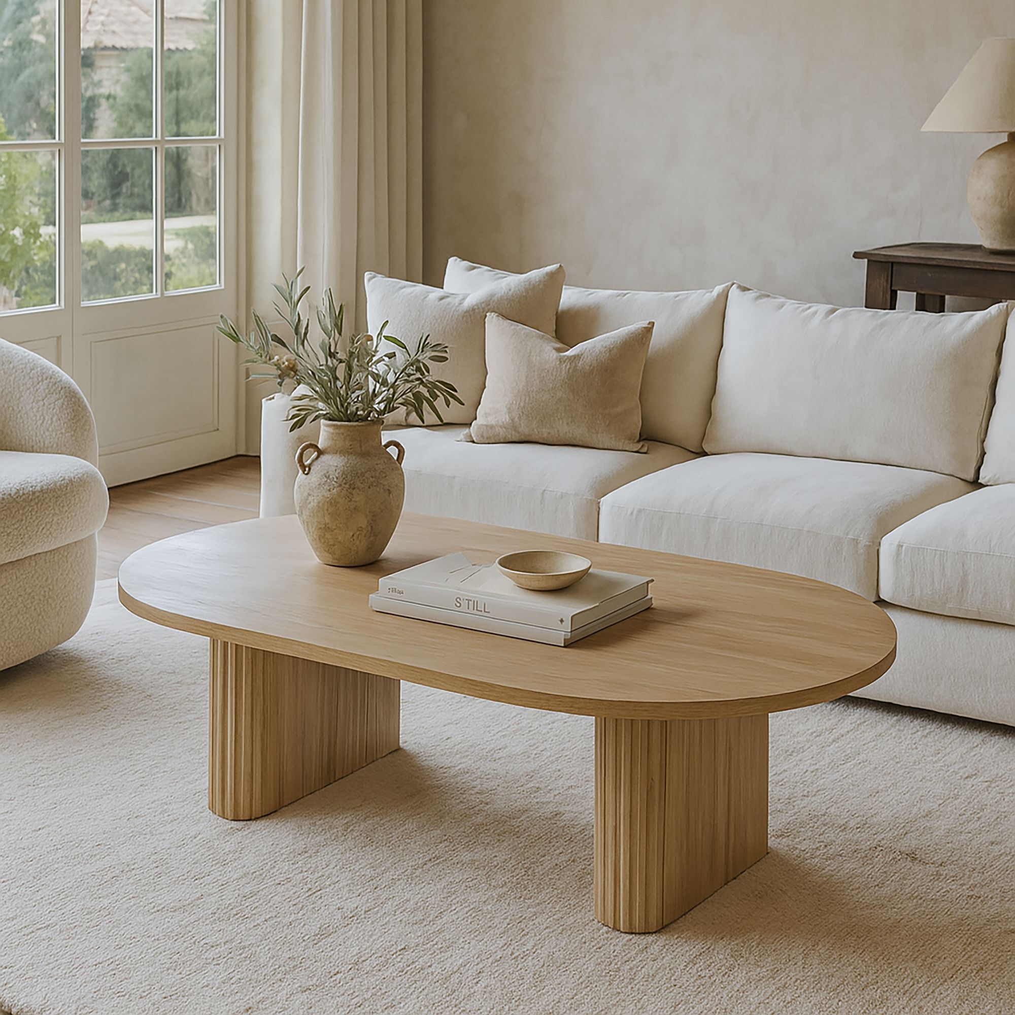 Table basse ovale en bois clair 110cm QUITO