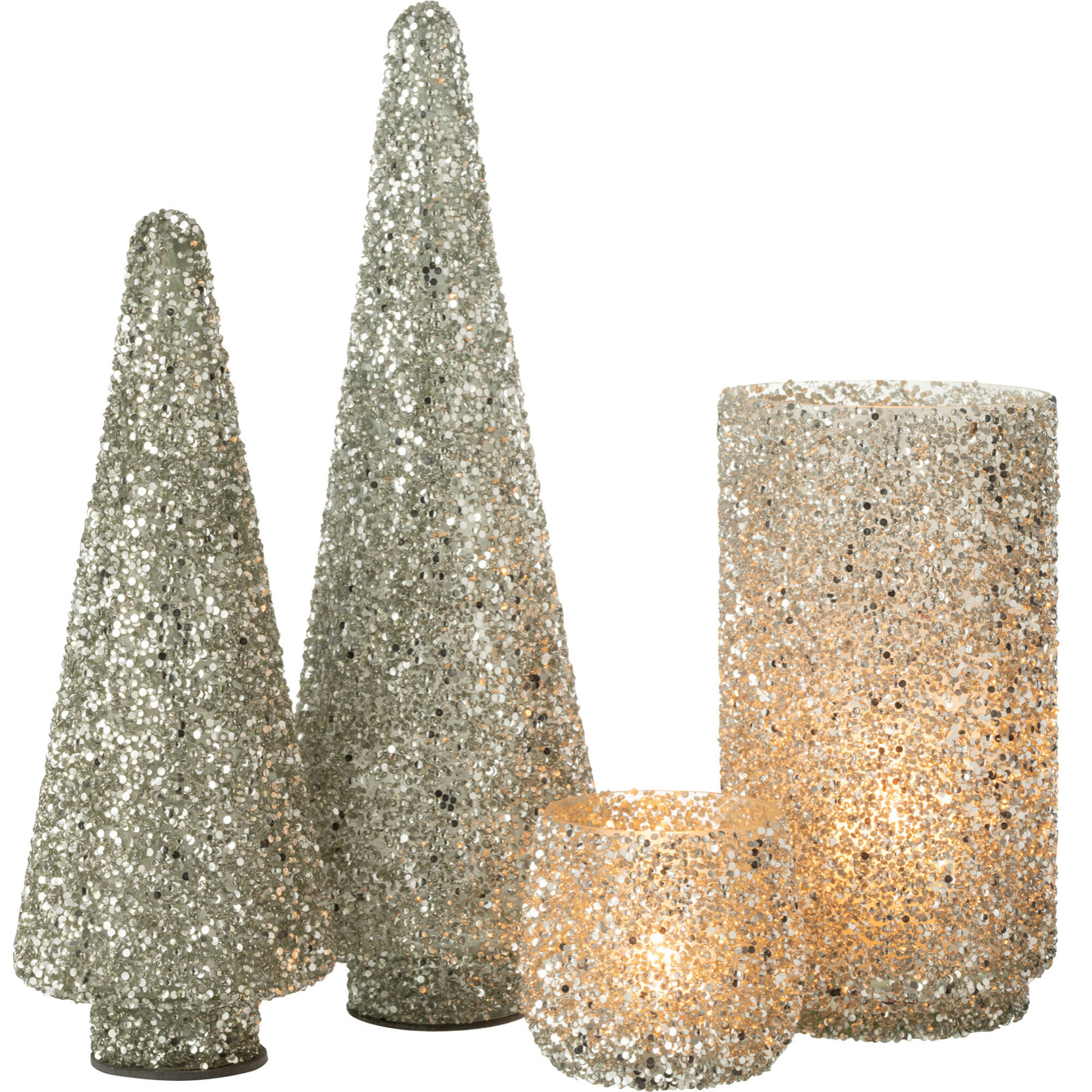 J-Line décoration Sapin De Noël Pailettes - verre - argent - large