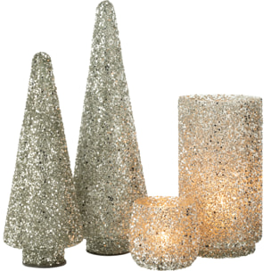 J-Line décoration Sapin De Noël Pailettes - verre - argent - large