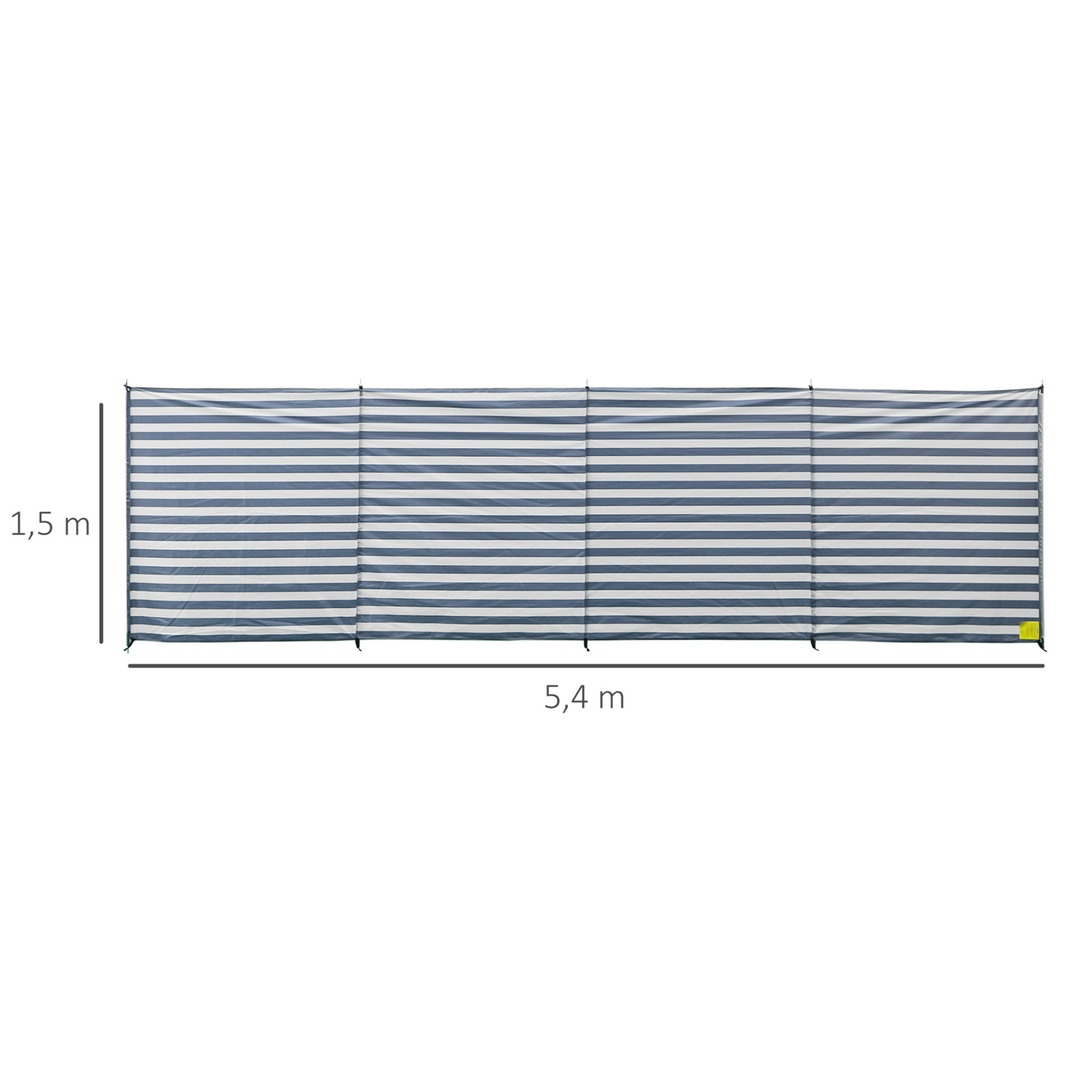 Paravent brise-vue de camping portable pliable avec sac de transport et poteaux dim. 540 cm x 150 cm acier polyester bleu blanc rayé