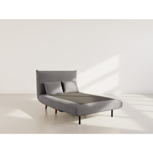 Lumi - Banquette convertible clic-clac 1 place en velours côtelé - Gris