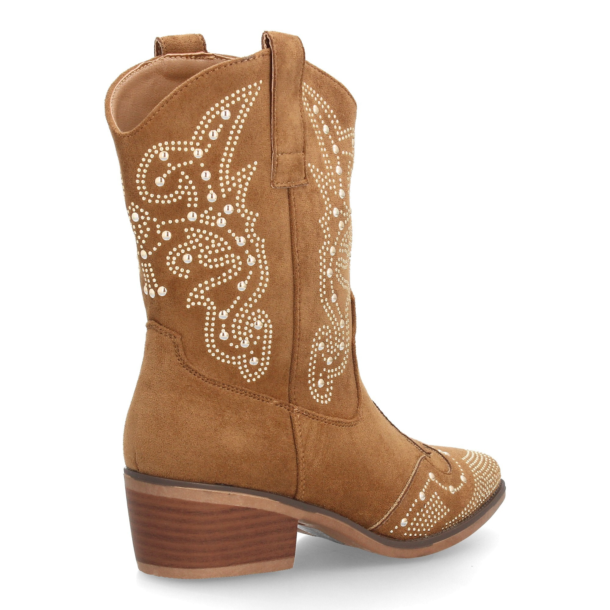 Botín cowboy mujer caña media con tachuelas decorativas y tacón bajo