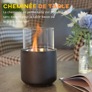 Cheminée portable à poser bioéthanol avec réservoir 0,4 L couverture 18 m² - design vase - dim. 12L x 12l x 19H cm