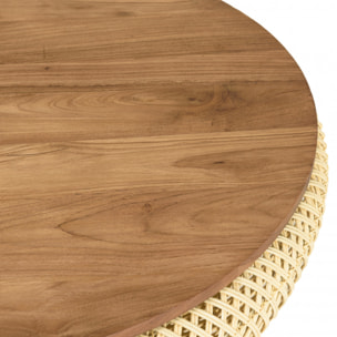 ALIDA - Table basse ronde 80x80cm en rotin beige plateau amovible