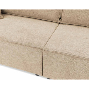 Cezanne - Canapé droit 3 places convertible avec coffre en tissu texturé - Beige
