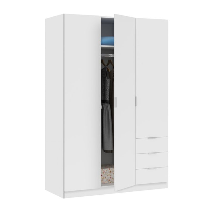 Armario Low Cost 3 puertas 3 cajones Blanco