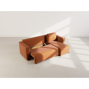 Canopy - canapé d'angle réversible 4 places convertible avec coffre en velours côtelé - Terracotta