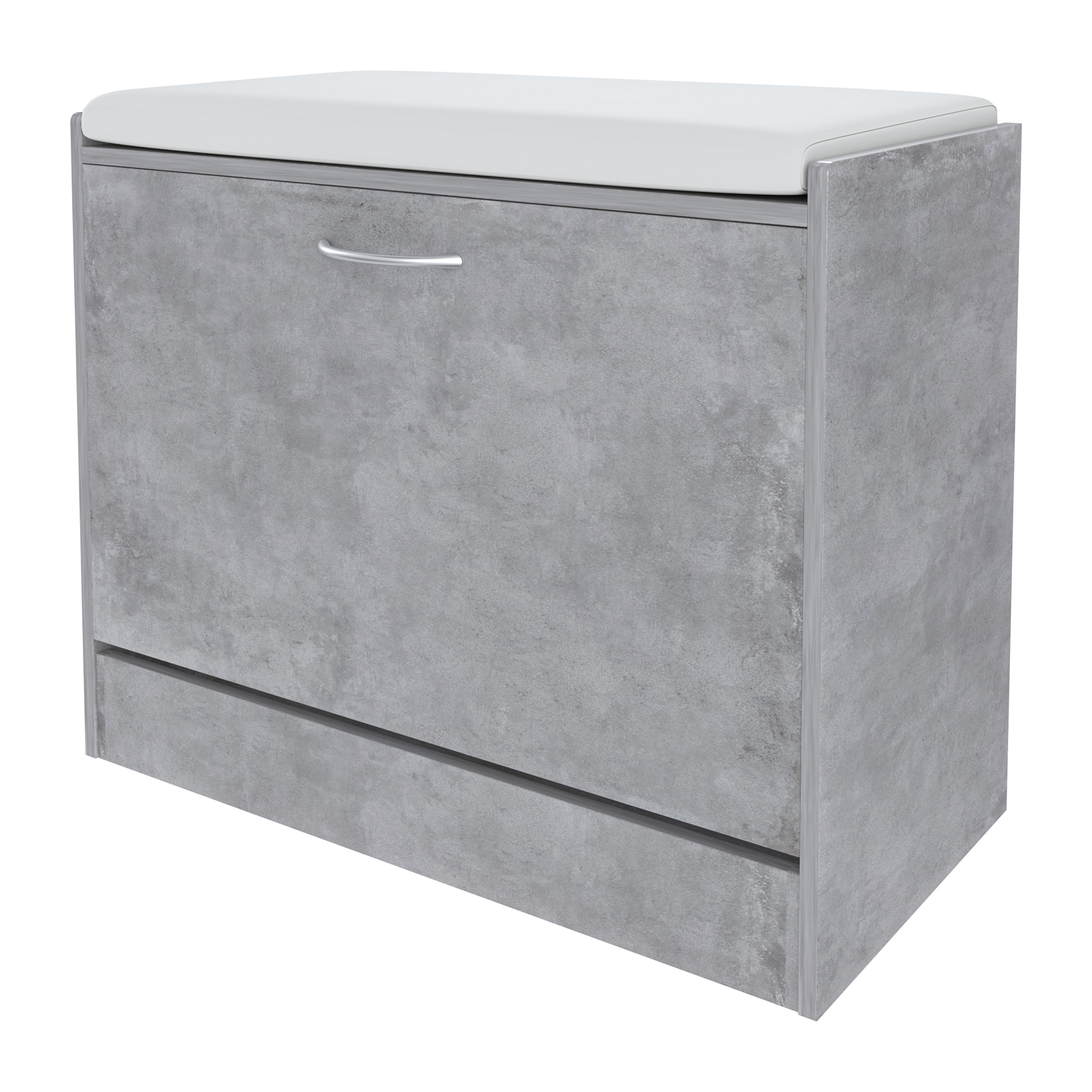 Panca Scarpiera Da Ingresso Salvaspazio Cuscino Anta Ribalta Seduta Imbottita In Ecopelle Soggiorno Casa Camera Ufficio 60 x 30 x 48 Cm Grigio Cemento