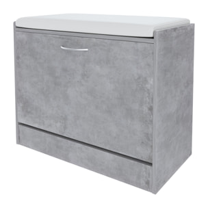Panca Scarpiera Da Ingresso Salvaspazio Cuscino Anta Ribalta Seduta Imbottita In Ecopelle Soggiorno Casa Camera Ufficio 60 x 30 x 48 Cm Grigio Cemento