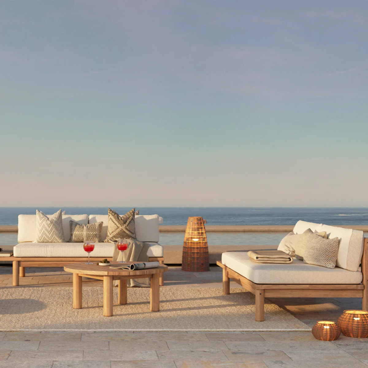 Table basse ronde de jardin en bois de teck massif D80 cm - Aurland