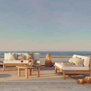 Table basse ronde de jardin en bois de teck massif D80 cm - Aurland