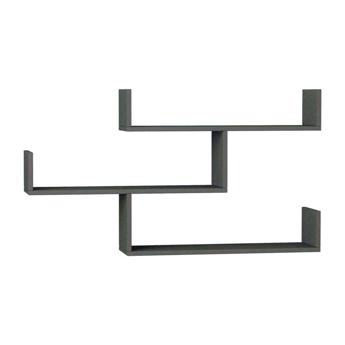Mensola Amang, Scaffale, Ripiano a muro, Scaffalatura multiuso, 122x22h67 cm, Antracite