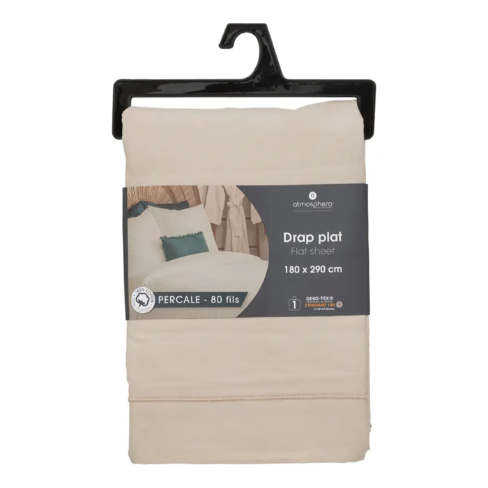 Drap plat "Landiha" percale beige 180x290cm