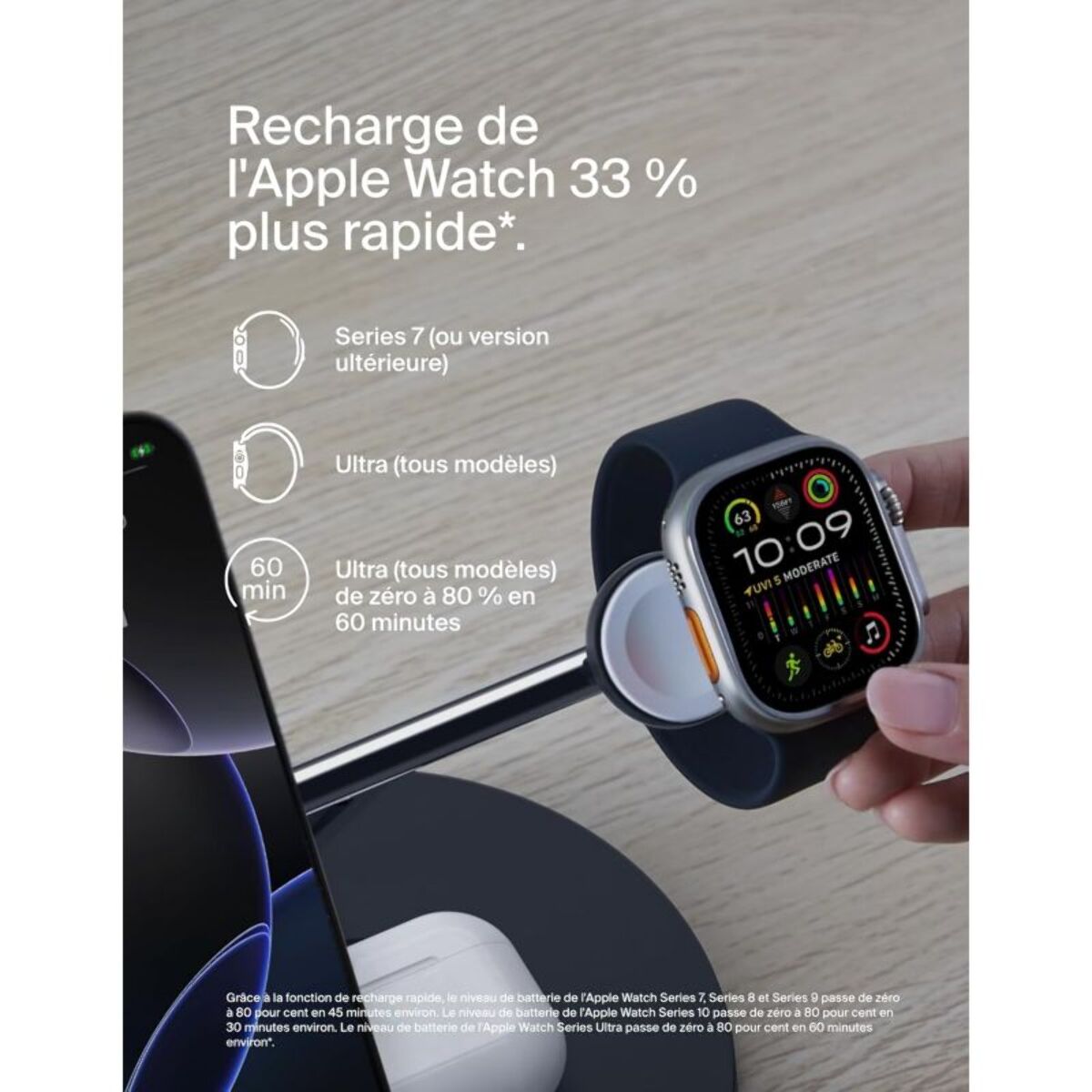 Chargeur induction BELKIN 15W Boost Charge Pro 3en1 Qi2 Noir