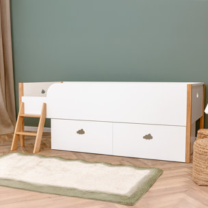 Lit Nuage enfant mi-hauteur avec deux tiroirs 90x190cm - Hypnia